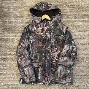 Vintage RealTree HEAVY Insulated Camo Zip Up Jacket Detachable Hood Size Large